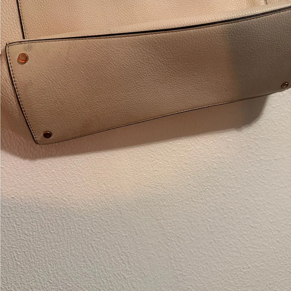 kate spade Beige Leather Tote with Gold Accent